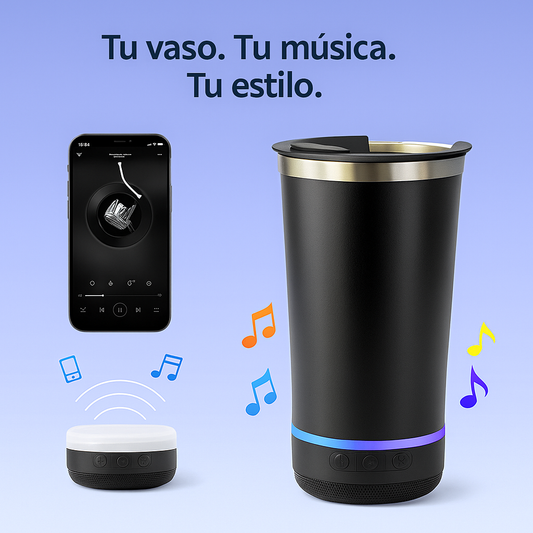 El vaso térmico más versátil del mercado: Parlante Bluetooth + abridor + acero inoxidable.