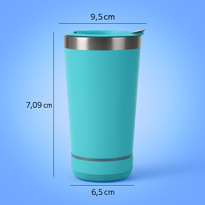 El vaso térmico más versátil del mercado: Parlante Bluetooth + abridor + acero inoxidable.