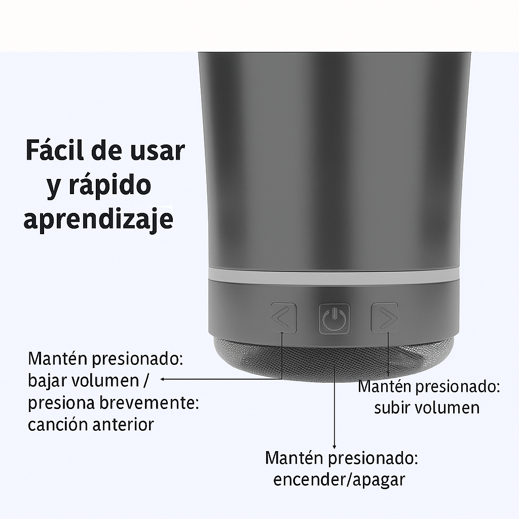 El vaso térmico más versátil del mercado: Parlante Bluetooth + abridor + acero inoxidable.